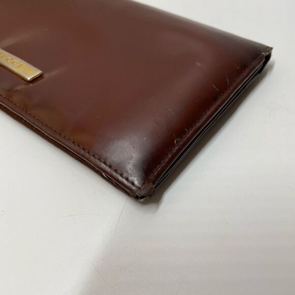 Authentic GUCCI Patent Leather Bifold Long Wallet Brown - Picture 10 of 15